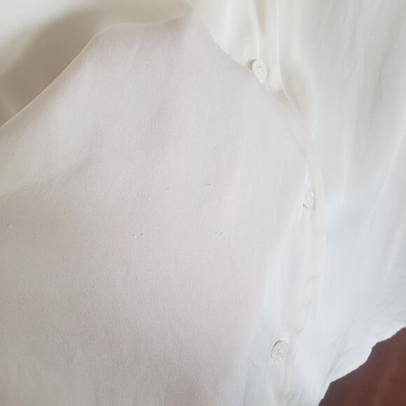 Quince Ivory Washable Stretch Silk Notch Collar Blouse - Picture 3 of 4